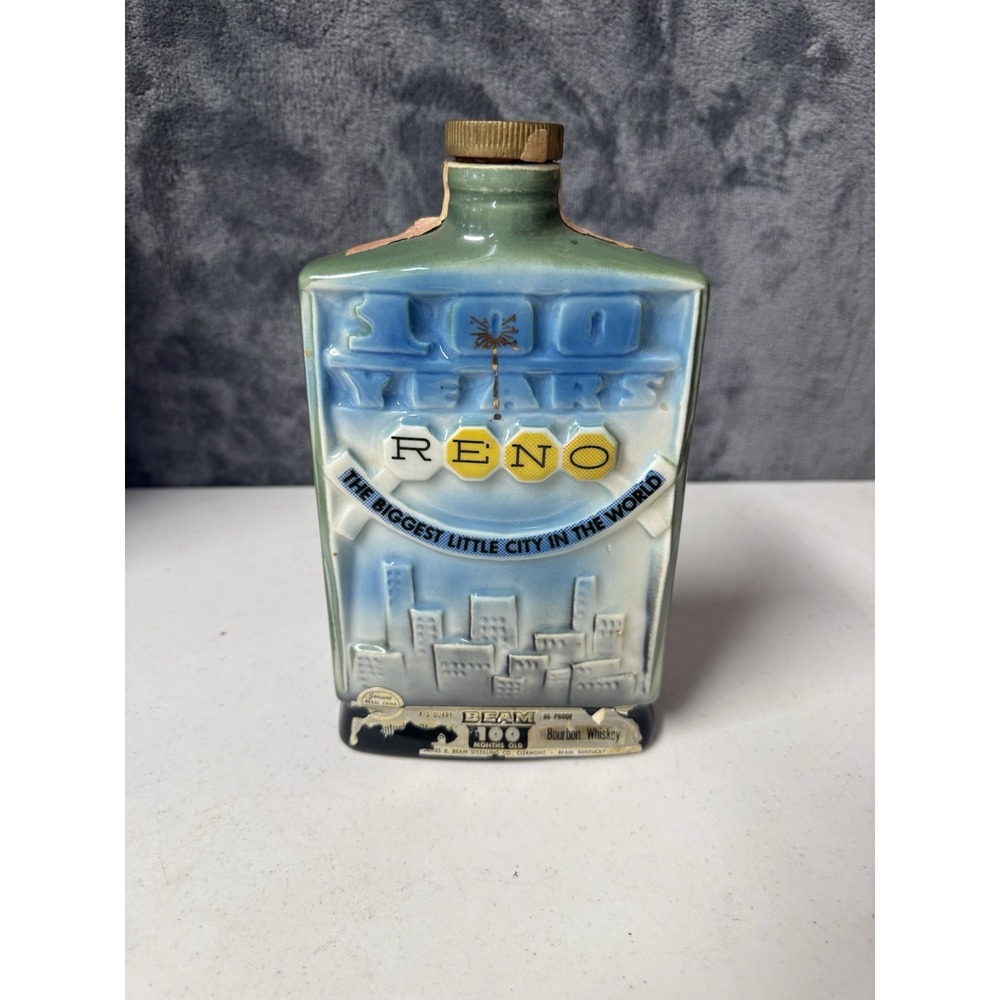 Vintage Jim Beam Whiskey Reno Nevada Slots Casino Decanter Bottle